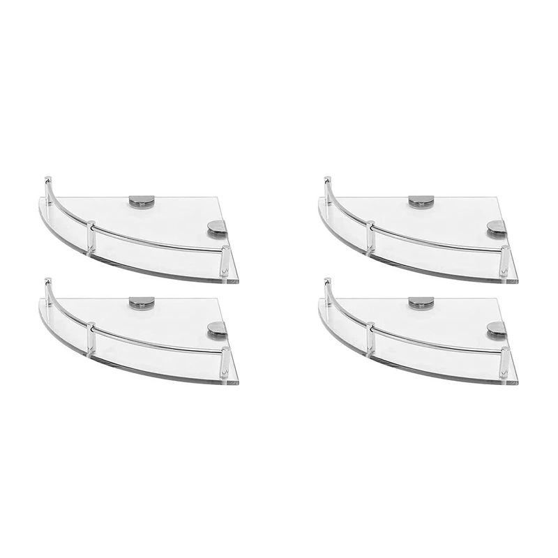 

4X Bathroom Shelves, 2-Tier Bathroom Glass Corner Shelf Wall Mounted ,Tempered Glass Shelf For Storing Shower Gel/Soap-C