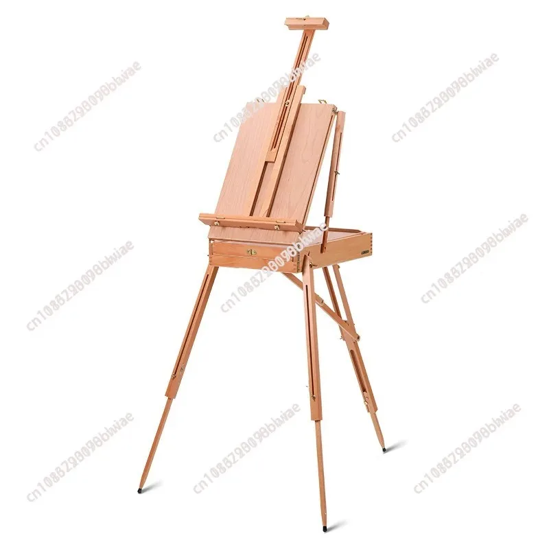 New Folding Tripod Painting Easel French Style Electric Sketch Stand With Storage Drawer & Artist Wood Palette For Amateur view 2