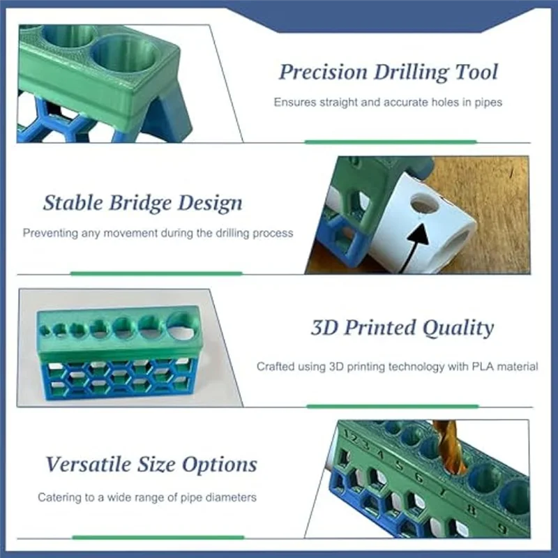 Pipe Drilling Guide Block For Woodworking And Pipefitter Handheld Drilling Jig For Precision Straight Hole Creation Accessory-AB