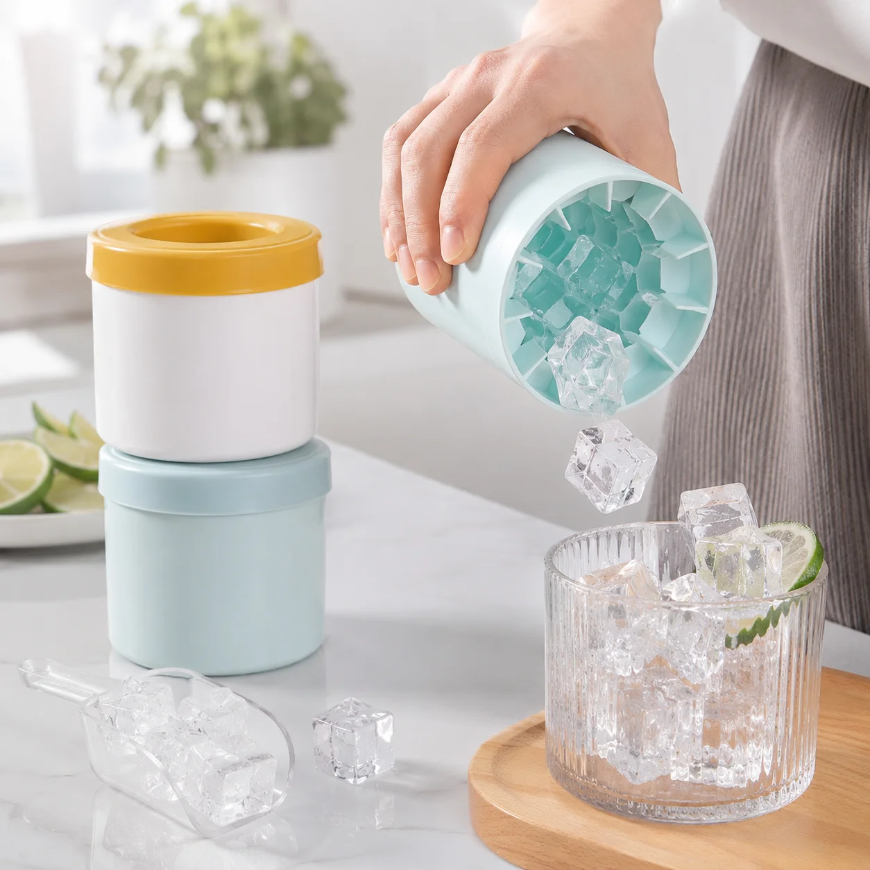 Round Silicone Ice Cube Maker Mold for Cocktails and Home Bar