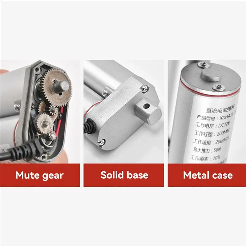 DT19-DC Electric Push Rod 50MM, 24V, 0.02W, Rated Torque 36,4000 Rpm Smart Home Mute Telescopic Rod.