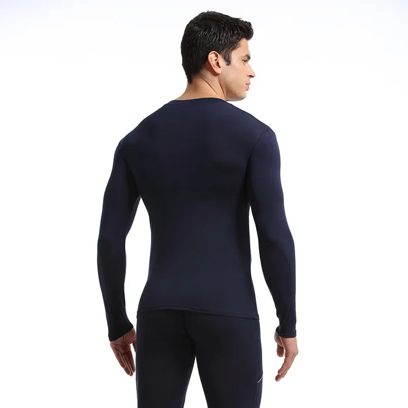 Ensemble de sous-vêtements longs thermiques pour hommes, manteau et pantalon fins, col rond, mi-cou, bas, chaud, automne