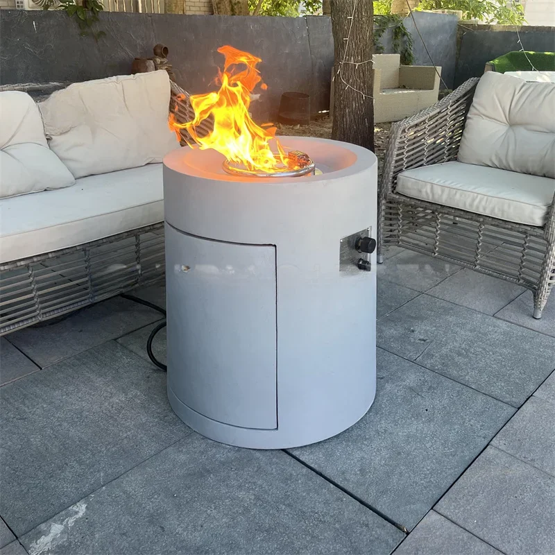 Modern decorative outdoor garden concrete gas fire pit column