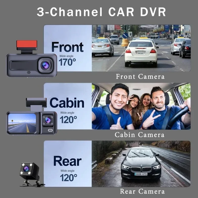 Camera for Car 1080p Black Box Dashcam Front and Rear Dash Cam Loop Recording Dvr Night Vision HD 2.0 Inch Motion Detection