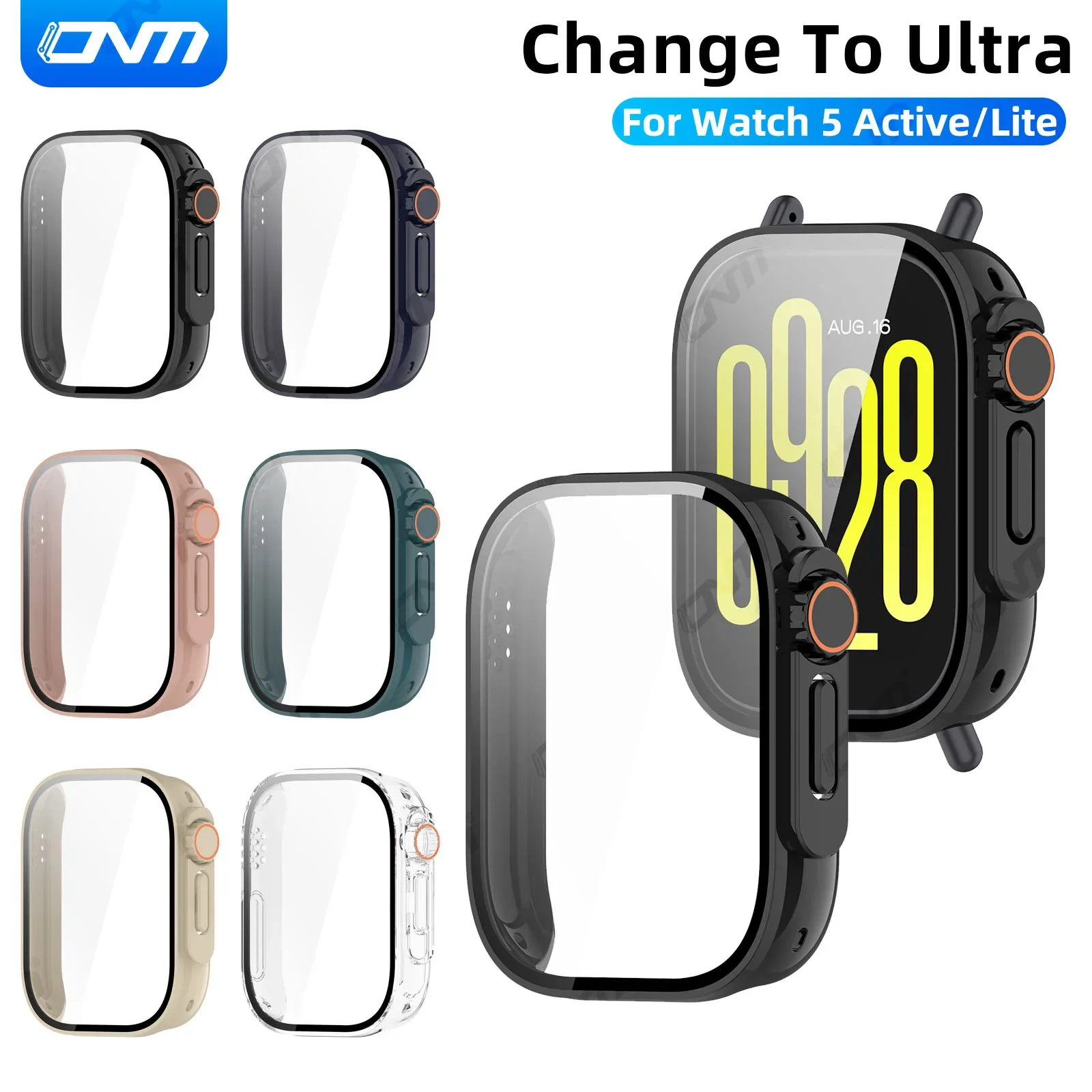 

Change To Ultra Case for Xiaomi Redmi Watch 5 Lite / Active Tempered Glass Screen Protector Hard PC Protective Cover Accessories