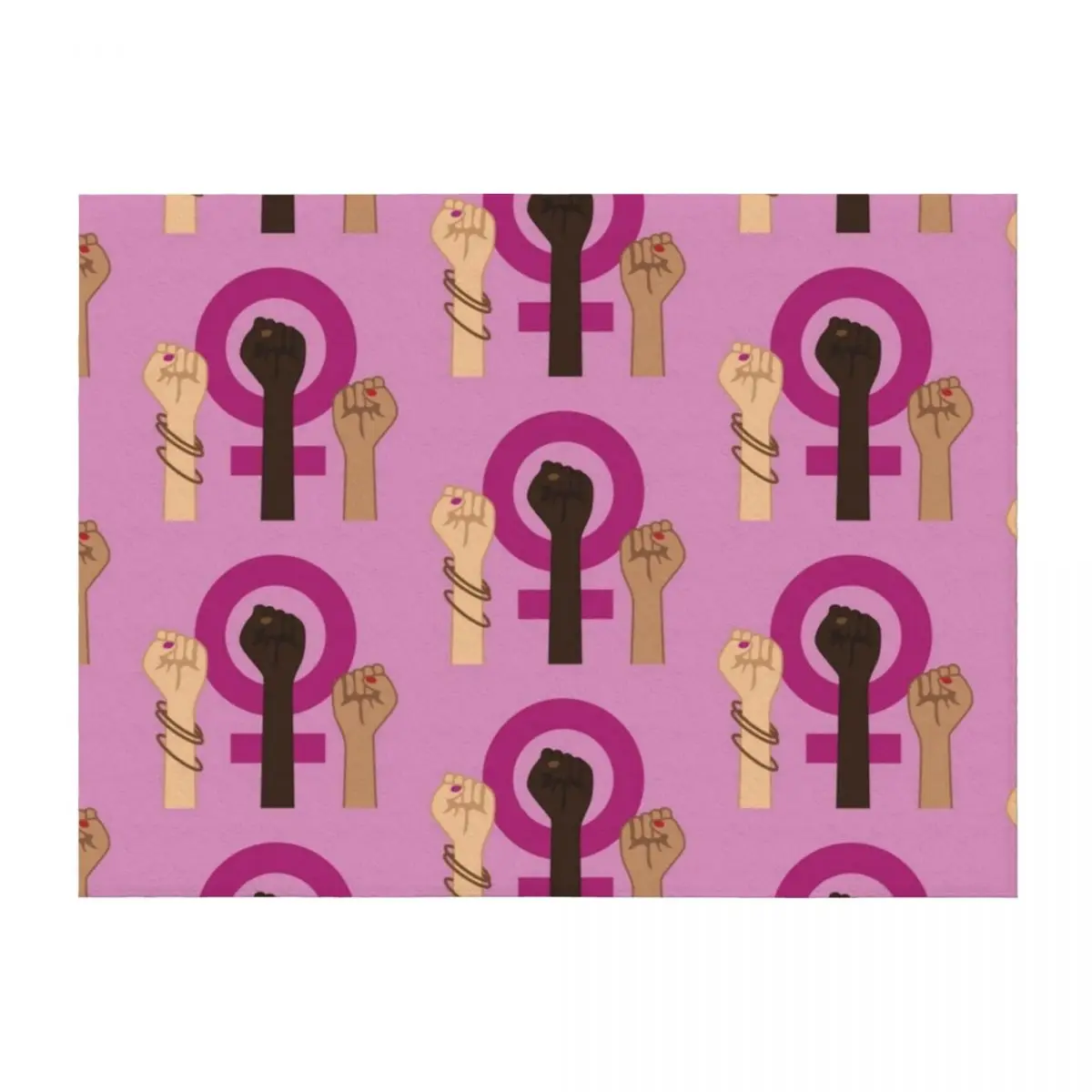 

Feminism Power Symbol. Three multicultural women raising fists in solidarity Throw Blanket Winter beds Blankets