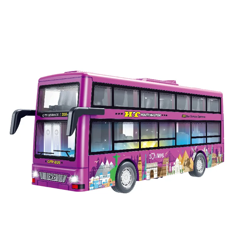 Legering Outdoor Sightseeing Dubbeldekker Bus Simulatie Geluid en Licht Auto Speelgoed Geschenken B204