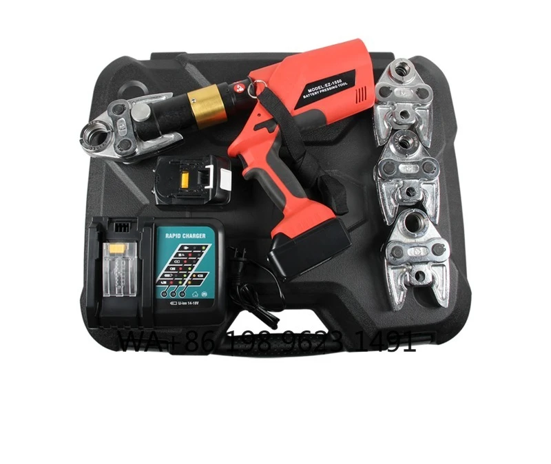 Portable Cordless Hydraulic Crimper, Rechargeable Crimping Pliers for industrial wire terminal connection tasks.