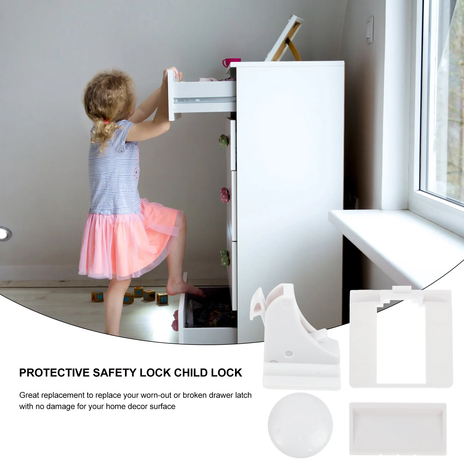 

10Pcs Safety Magnetic Cabinet Drawer Locks Adhesive Proofing Prevent Opening Injury Protection