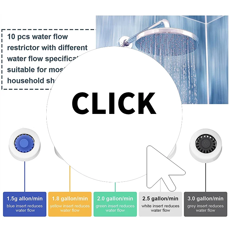 

Shower Flow Reducer Limiter Set Water Saving 4/5/6/7/8/9/10/12L/Min Hose Restrictor HA Series Top Spray Shower Accessories