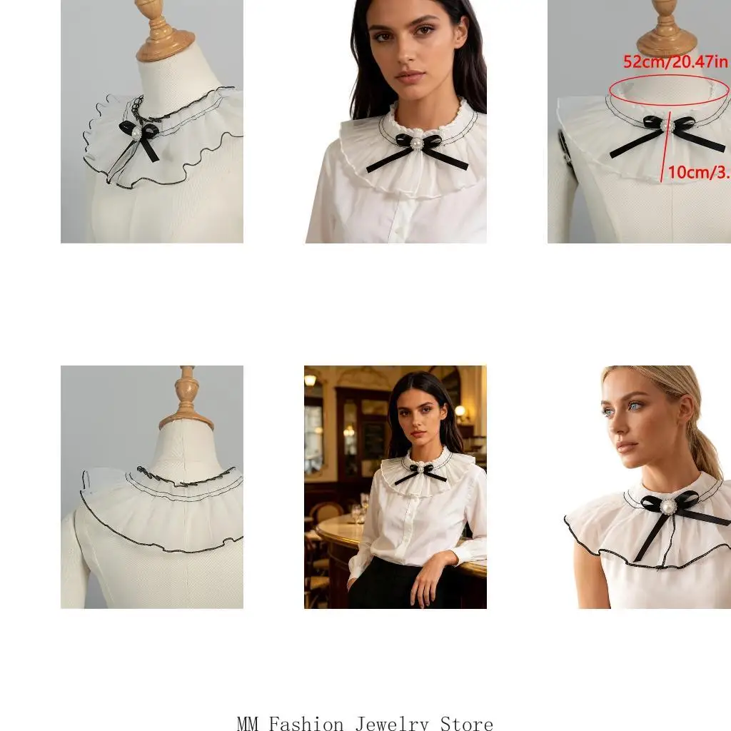 Detachable Collar False Collar Black Design Easy Matching Any Outfit D0UB