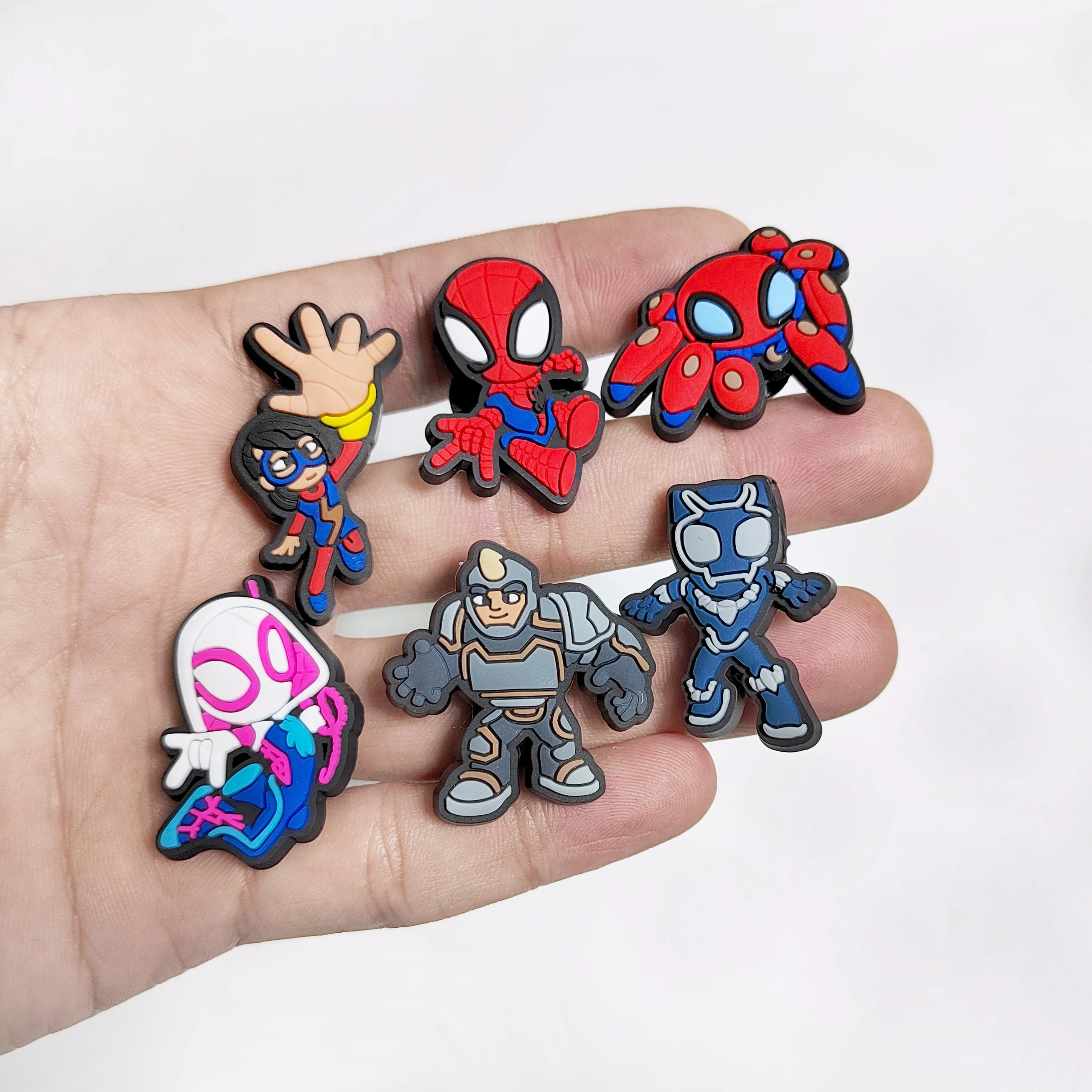 Avengers Spider-Man shoes Charms Shoe Ornament Buckle Fit Clogs Sandals Party Decorate Kids Christmas Gifts 14Pcs/Set