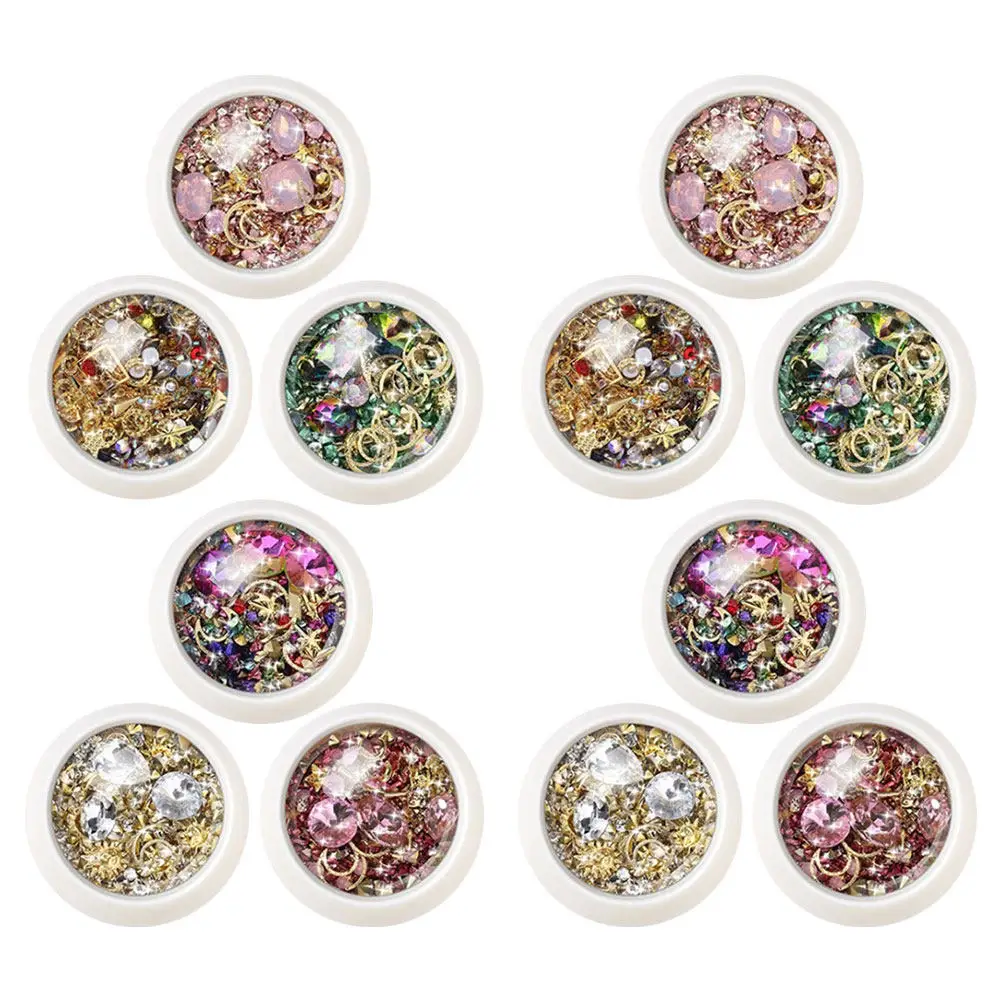 

12 Boxes Nail Rhinestones Charm Set Assorted Colors Styles 3D Nail Art Decorations DIY Manicure Supplies for Fingernails Phone