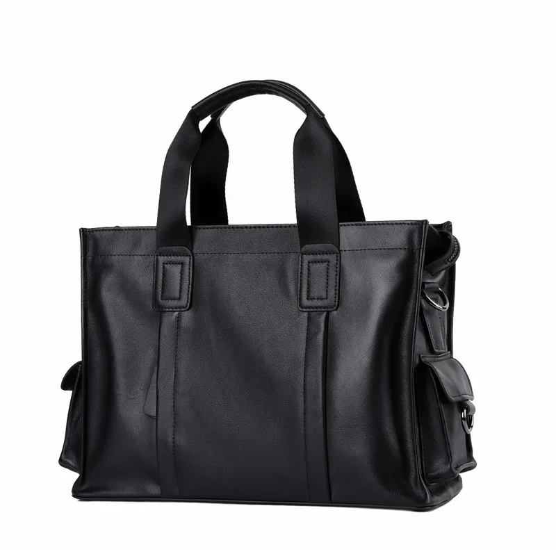 High-end horizontal, crossbody, soft leather, computer storage, men's business large-capacity briefcase