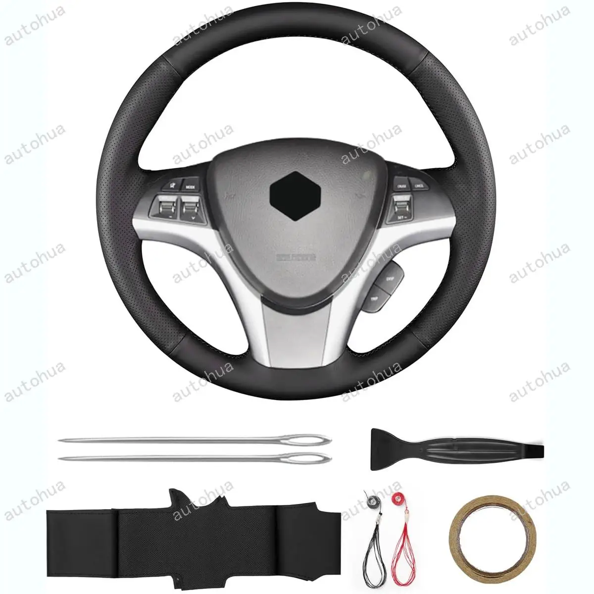 

Чехол на руль с вышивкой вручную, подходит для Suzuki 2011 Kizashi Sport/2011 Kizashi Apex Concept/2010 Kizashi, дышащая кожа