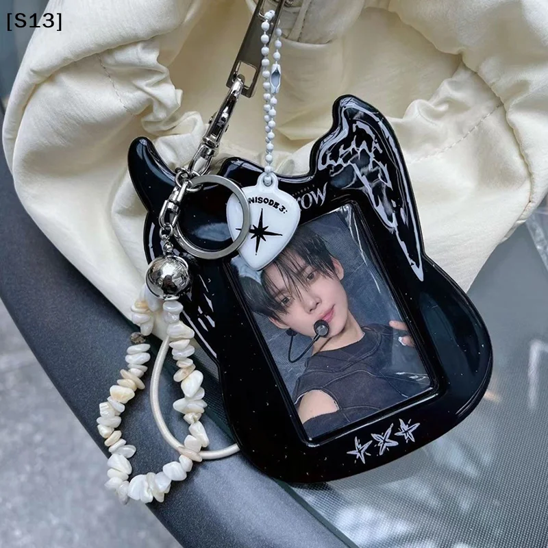 Cartoon Photocard Card Holder Bag Keychain Guitar Photocard Bag Cute Idol Photos Protective Cover Idol Photo Card Holder[S13]
