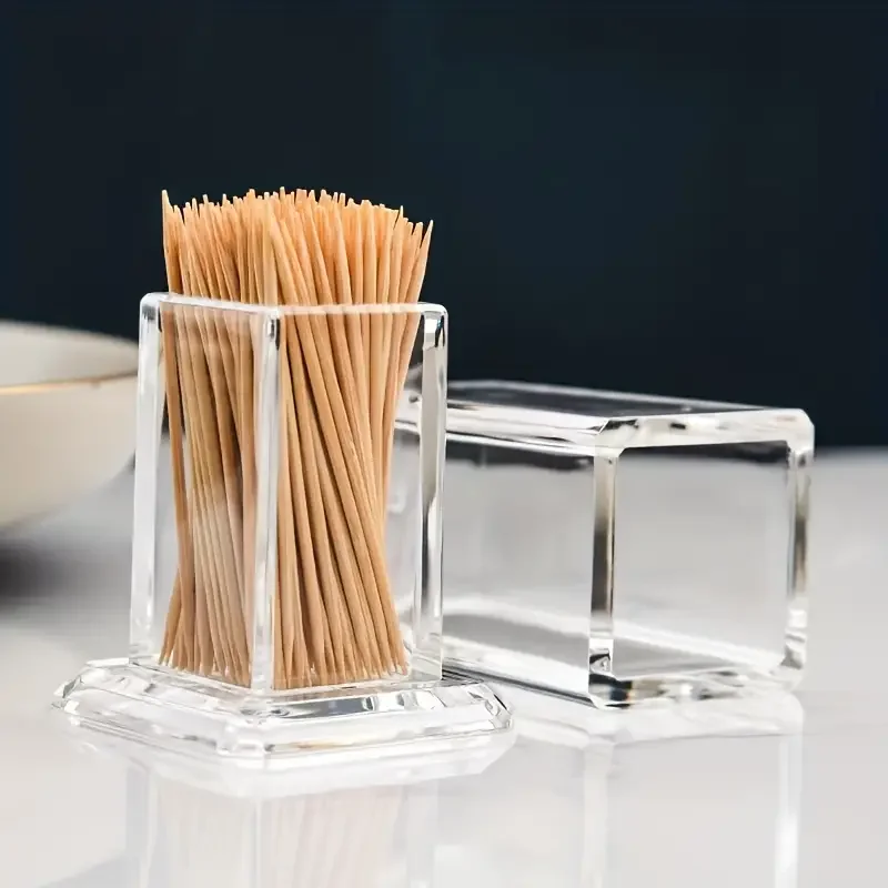 Toothpick Dispenser, Transparent Thickened Square Toothpick Box, Hard Acrylic Material Toothpick Holder, For Living Room