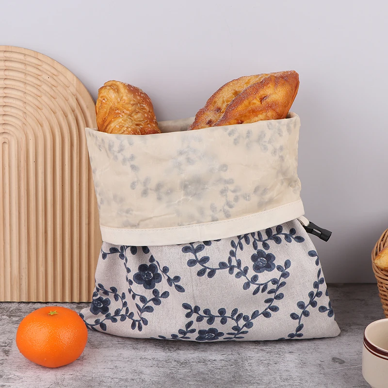 

1Pc Beeswax Linen Bread Bag Moisture-proof Sealed Bag For Homemade Bread Eco Friendly Food Storage Bags Reusable Bread Bag