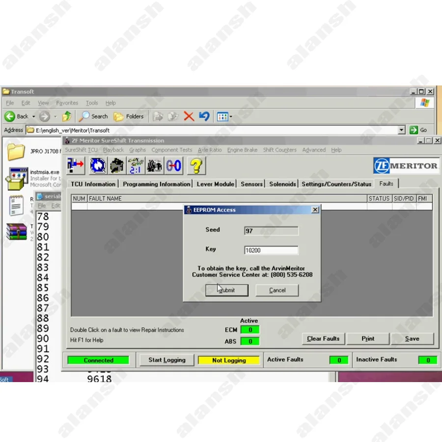 For ZF Meritor TransSoft 2.1 ( FreedomLine & SureShift ) + Keygen NEQ USB LINK Scanner