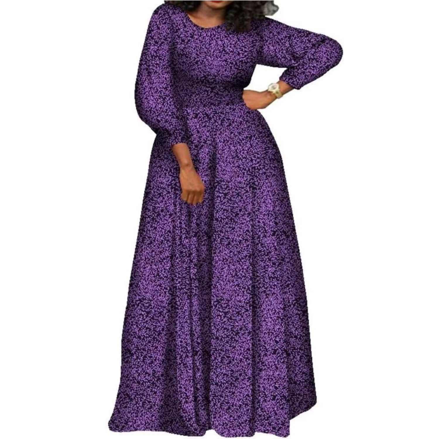 

African Dresses for Women Cotton Ankara Print Long Sleeve African Clothes for Wedding Wear Lady Dashiki Party Dresses WY8243