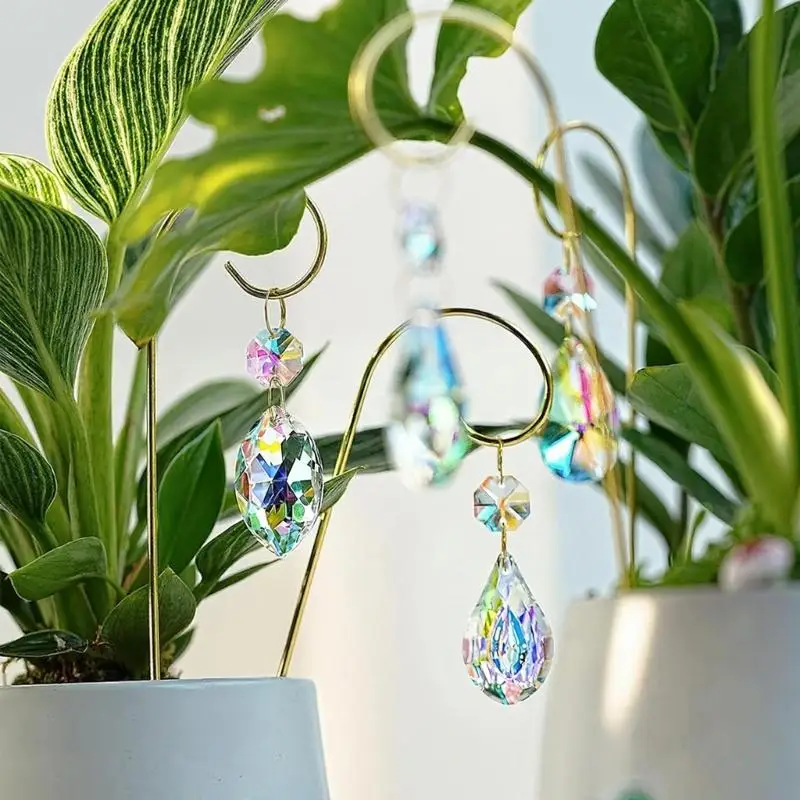 

R9UF 4pcs Handcrafted Glass Crystal Decoration Items Sun Catchers For Indoor Vine And Potted Plant To Brighten Dark Corner