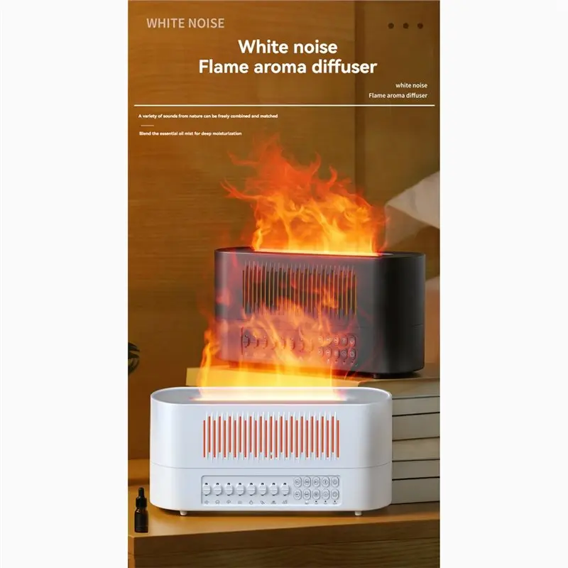 【RECOMENDAR】Aroma Diffuser With Bluetooth Speaker Essential Oil Diffuser Flickering Flame 260Ml White Noise Speaker &