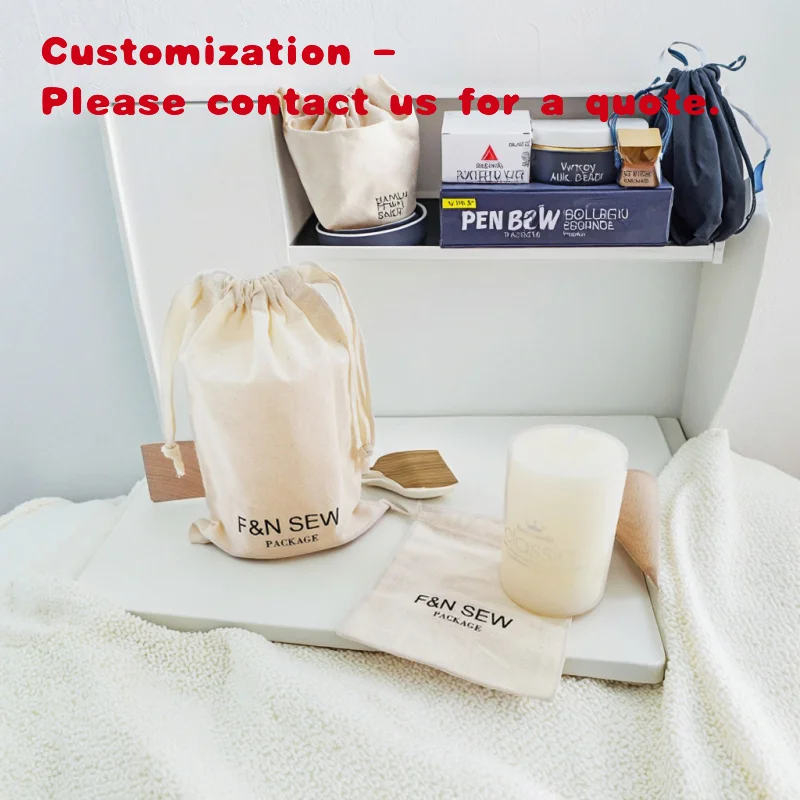 

custom.Custom Printed Cotton Drawstring Pouch Wax Candle & Jewelry Packaging Low MOQ Drawstring Bag