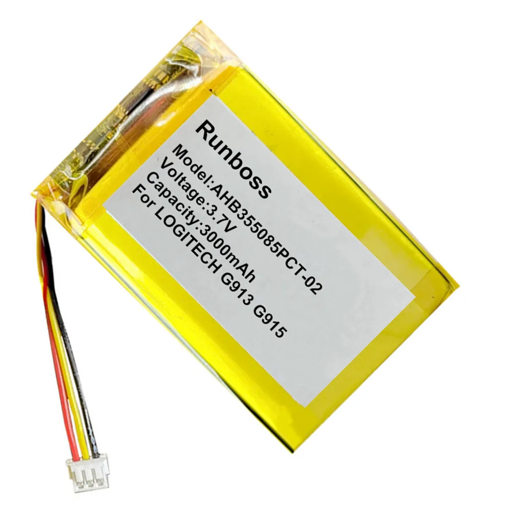 3.7V 3000mAh Li Polymer Battery For LOGITECH G913 G913TKL G915 915TKL Mechanical Keyboard Alternative AHB355085PCT-02 Batteries