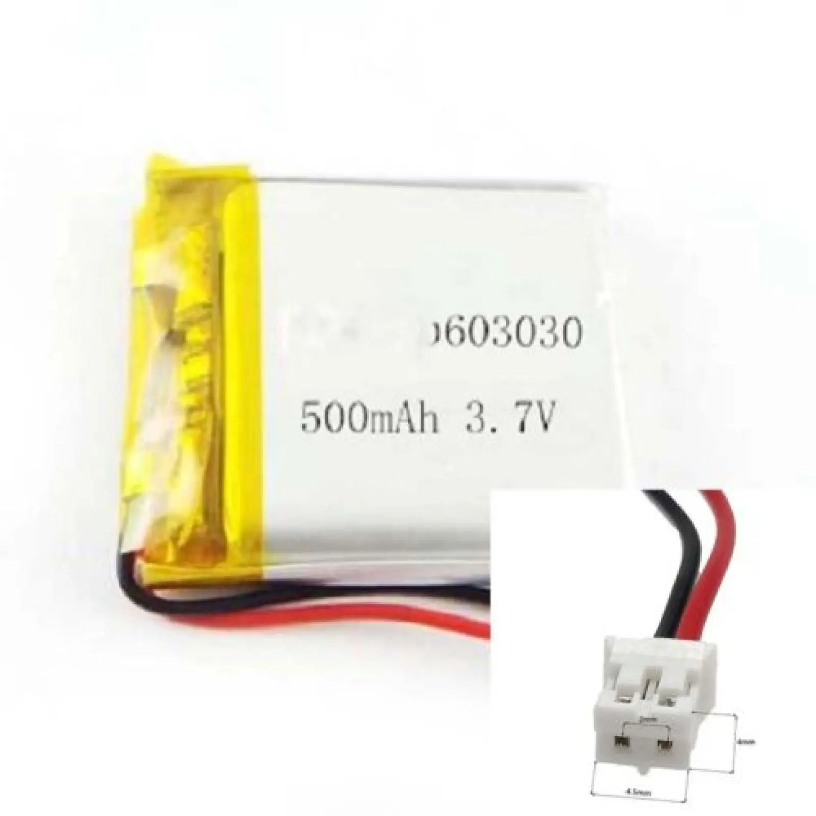 3.7 فولت 500 مللي أمبير 603030 بطارية ليثيوم بوليمر JST-PH 2pin 2.0 لأجهزة الكمبيوتر المحمول MP4 DVD ساعة ذكية ألعاب كهربائية متنقلة