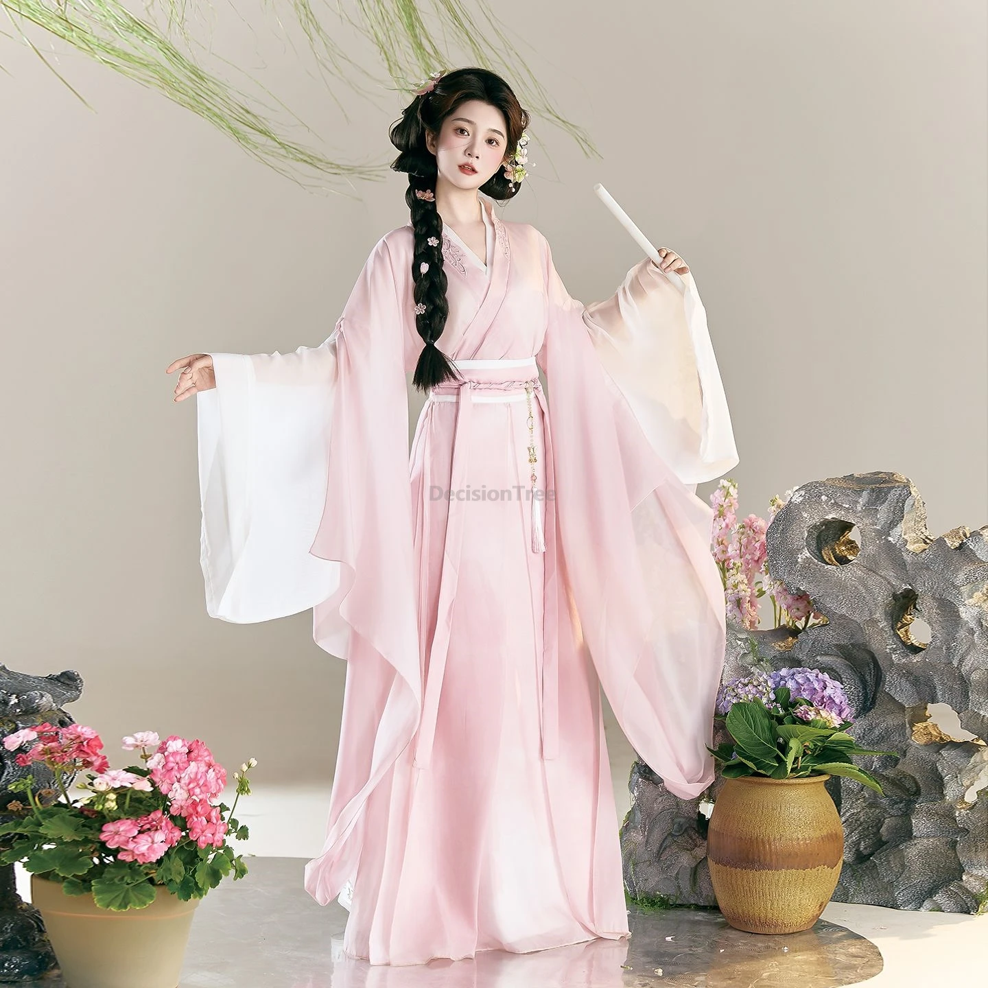 

2026 sweet charming girls' wei jin hanfu chinese xian xia drama costume fairy wide sleeved waist cinching vintage hanfu set