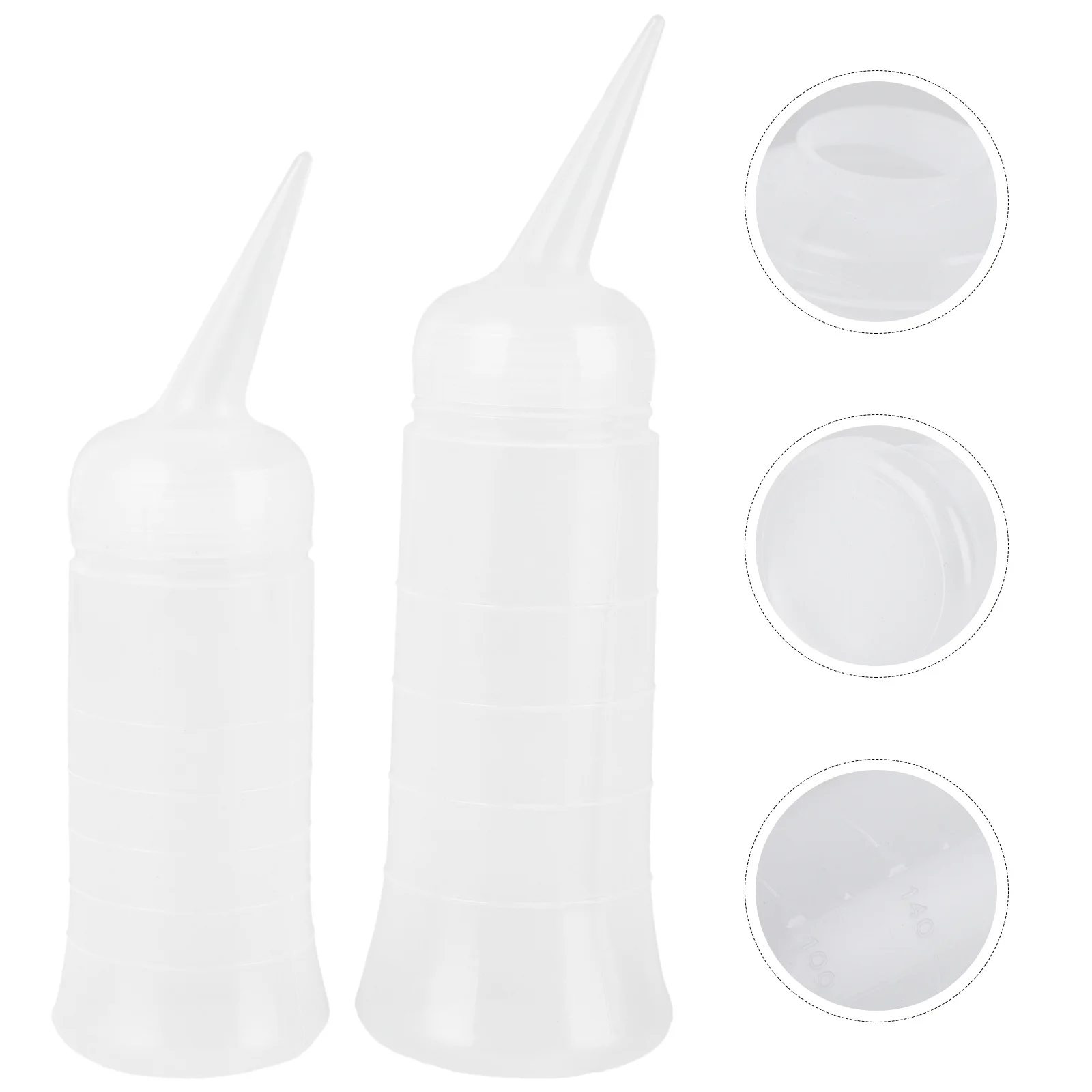 2Pcs Hair Applicator Bottles Translucent Dry Cleaning Tool Large Small Hair Color Dye Bottle Applicator with Tip for Salon Root - Image 2