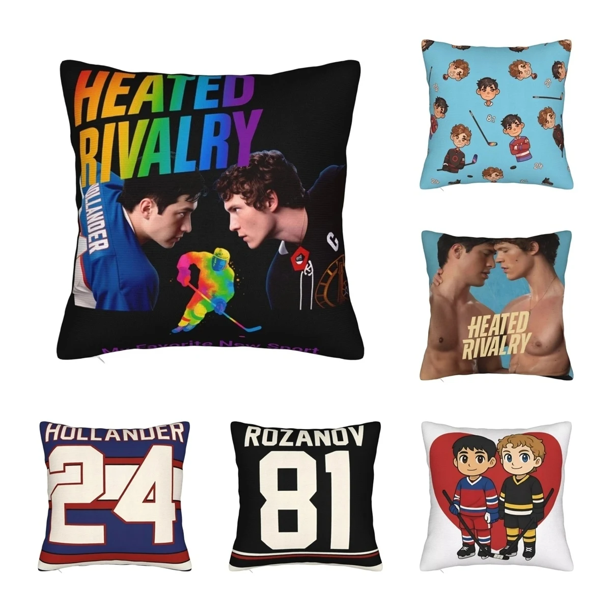 Shane Hollander & Ilya Rozanov Pillowcase Polyester Cushion Cover Gift Heated Rivalry Pillow Case Cover Home Zipper 45*45cm