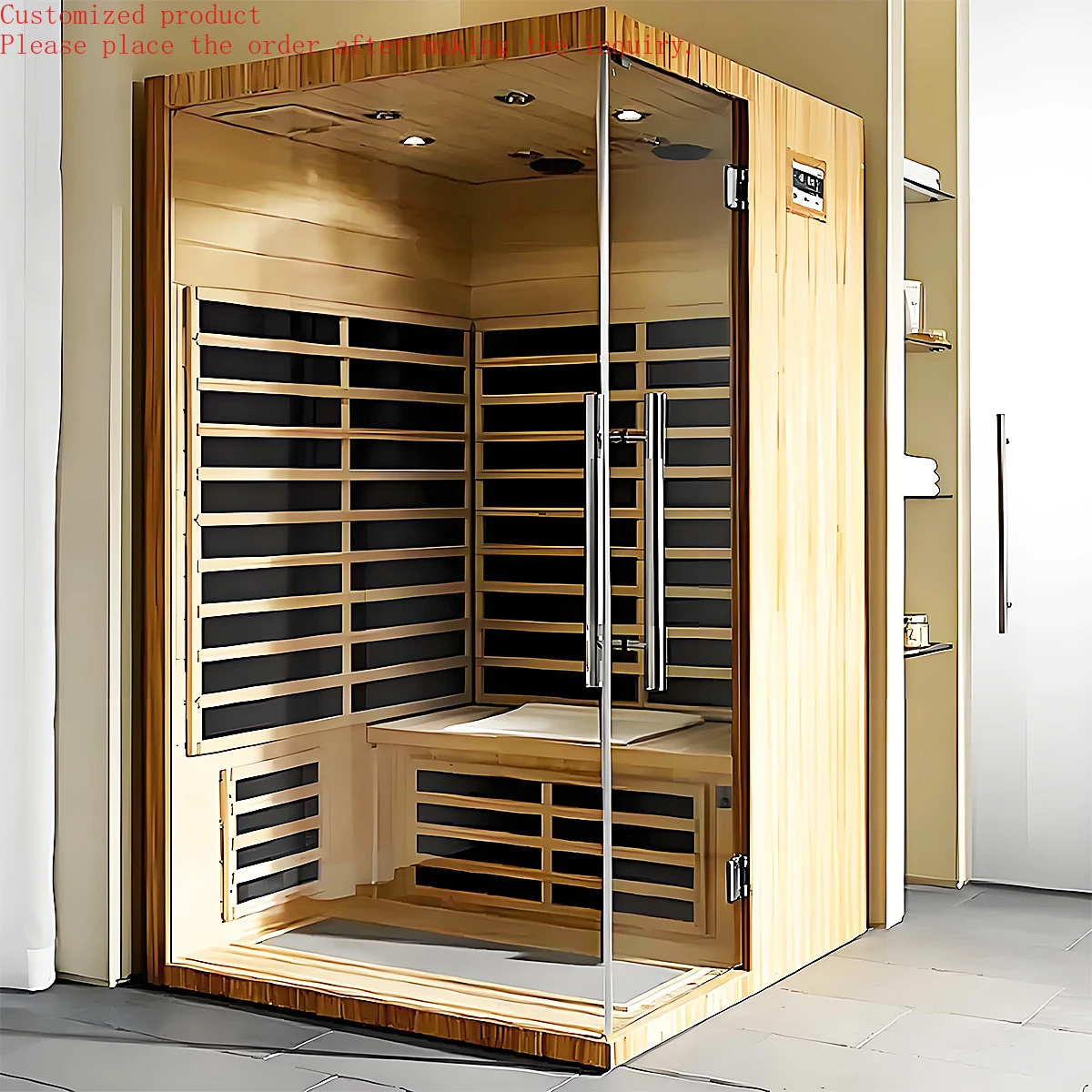

Customization.Good Quality Wooden Sauna Indoor Traditional Cabin Dry Steam Red Cedar Sauna Room for 6 Person