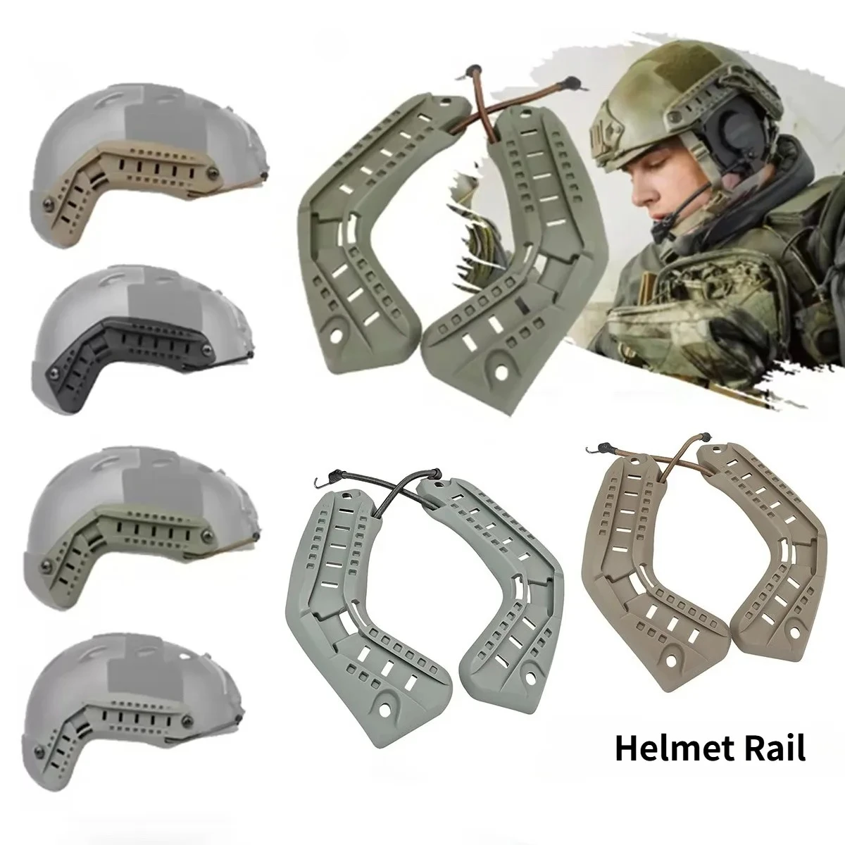 

Helmet Side Guide Rails Professional Guide Rail Adapter 1 Pair Military Equipment for Fast Helmet Hunting Accessories