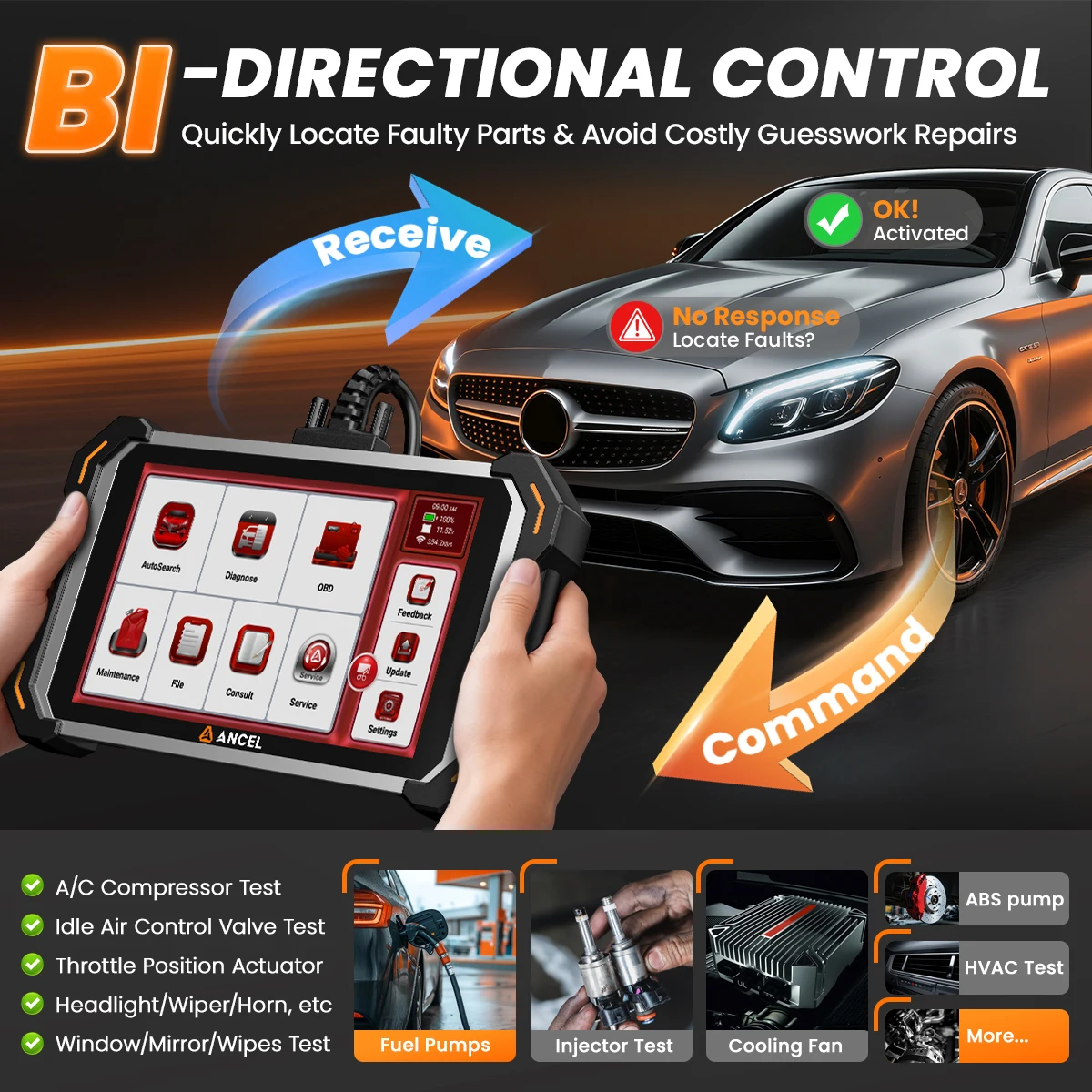 

ANCEL DS600 ELITE OBD2 сканер с 34+ функциями сброса, онлайн-кодированием ЭБУ, двунаправленным управлением, поддержкой FCA SGW AutoAuth, CANFD, DOIP, инструмент для диагностики всех систем автомобиля.