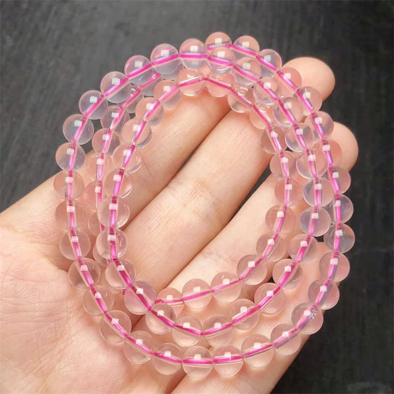 Natural Starlight Rose Quartz Bracelet Fashion Gemstone Crystal Jewelry For Women Healing Bohemia Holiday Gift 1pcs 6MM