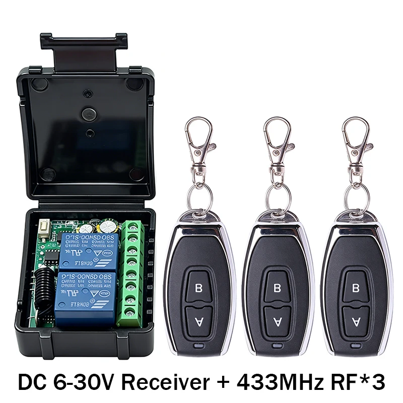 DC 9V 12V 24V AC 85-250V 2CH Relais Modul Empfänger EV1527 Drahtlose Fernbedienung Schalter 433MHz für Tor Licht LED Fanner Motor