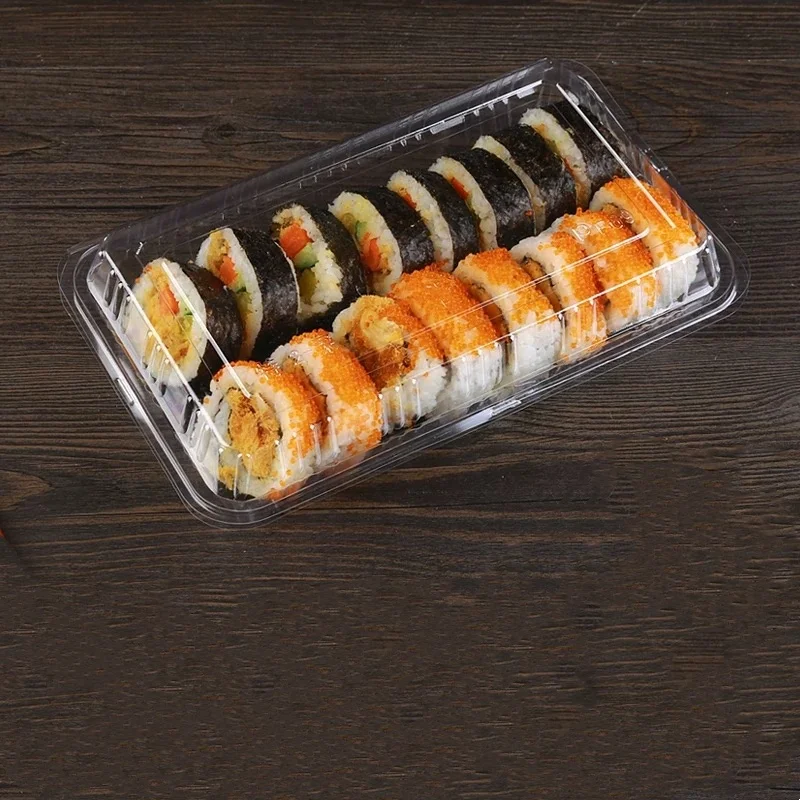 20pcs Sushi Packaging Containers Disposable Plastic Cake Pastry Storage Boxes for Picnic Camping Party Clear Takeaway Delivery