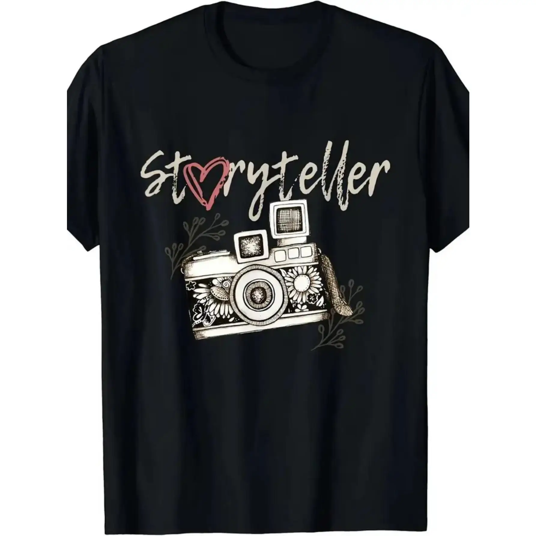 

Women Storyteller Graphic Tee Vintage Camera Print T-shirt Casual Floral Cotton Tops Summer Photography Lovers Gift