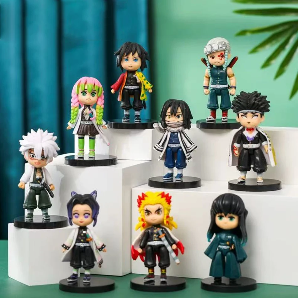 Q版 鬼滅の刃 15種類/セット 座り姿 鬼滅の刃フィギュア 炭治郎 竈門炭治郎 岳村信楽 網目善逸 フィギュア アクションフィギュア 映画モデル おもちゃ 人形