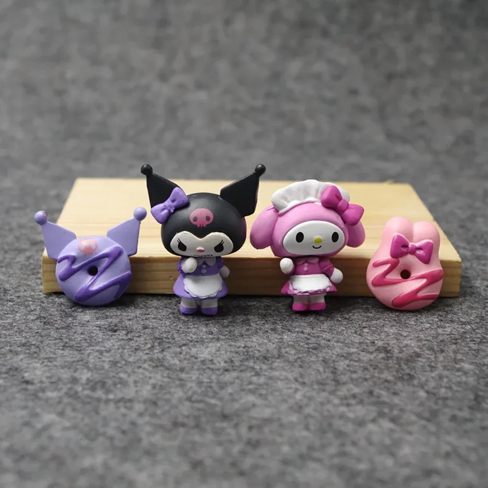 Sanrio 5Cm Figure Anime Melody Kuromi Doll Kawaii Diy Cake Biscuit Burger Decoration Christmas Phone Patch Gifts For Childrens