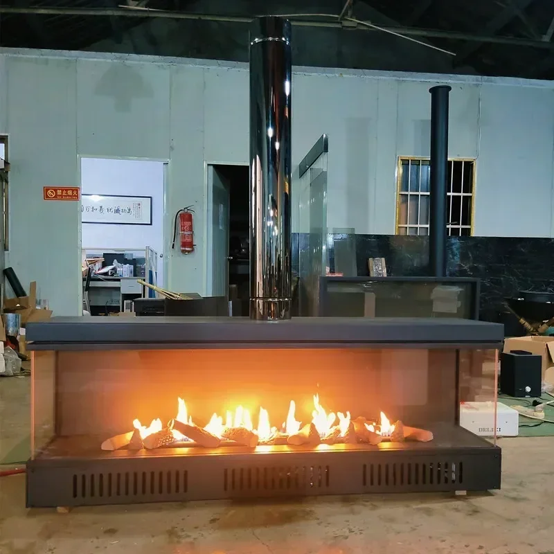 Insert Burner Room Heater1.6m Three Sides View Flame  Natural Gas Fireplace With Door To Canada By Sea