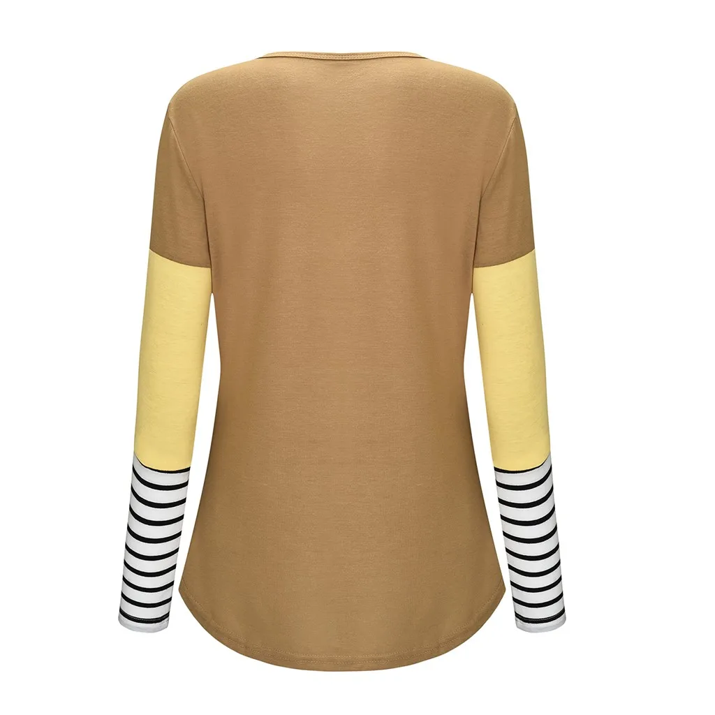 Mode Schwangere Frauen Nähte Farbe Stillen Pflege T Shirts Beiläufige Lose Langarm T Tops Für Mutterschaft – Detail 21