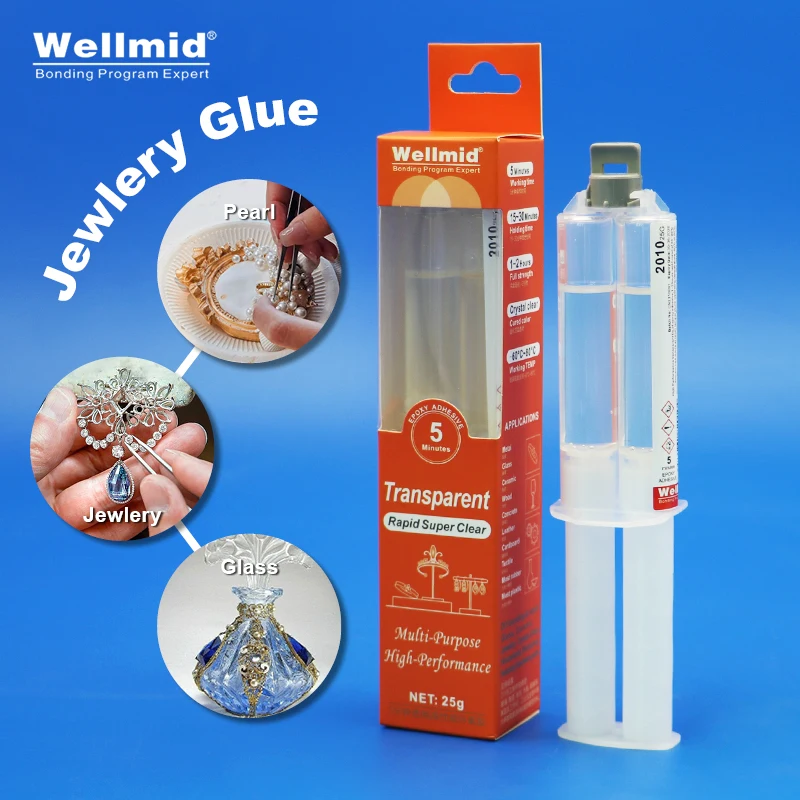 

Jewelry Glue WELLMID 2010 Transparent and Fast bonding of Jewelry Diamonds Crystals Glass DIY Bonding Repair AB Epoxy Adhesive