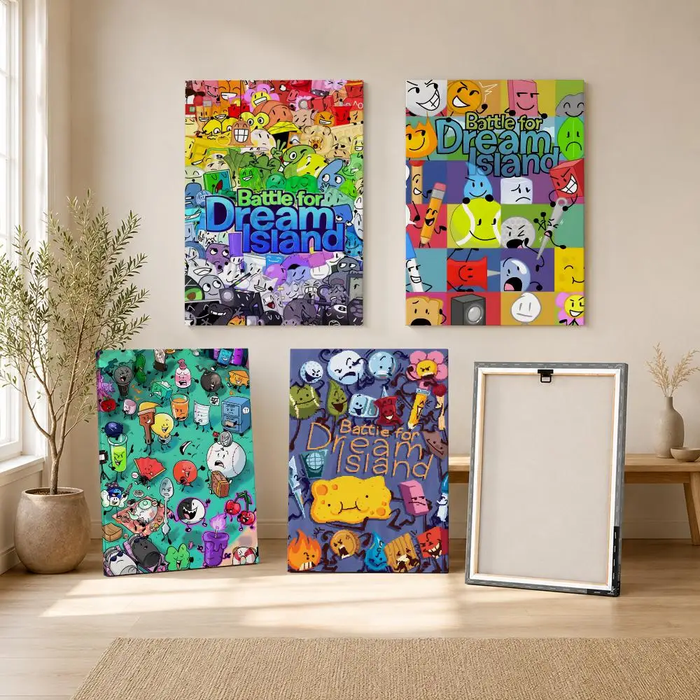 Bfdi B-Battle For Dream Island Painting Calligraphy HD Canvas Wall Art With Inner Frame Gallery Wrapped Ready To Hang Home Decor