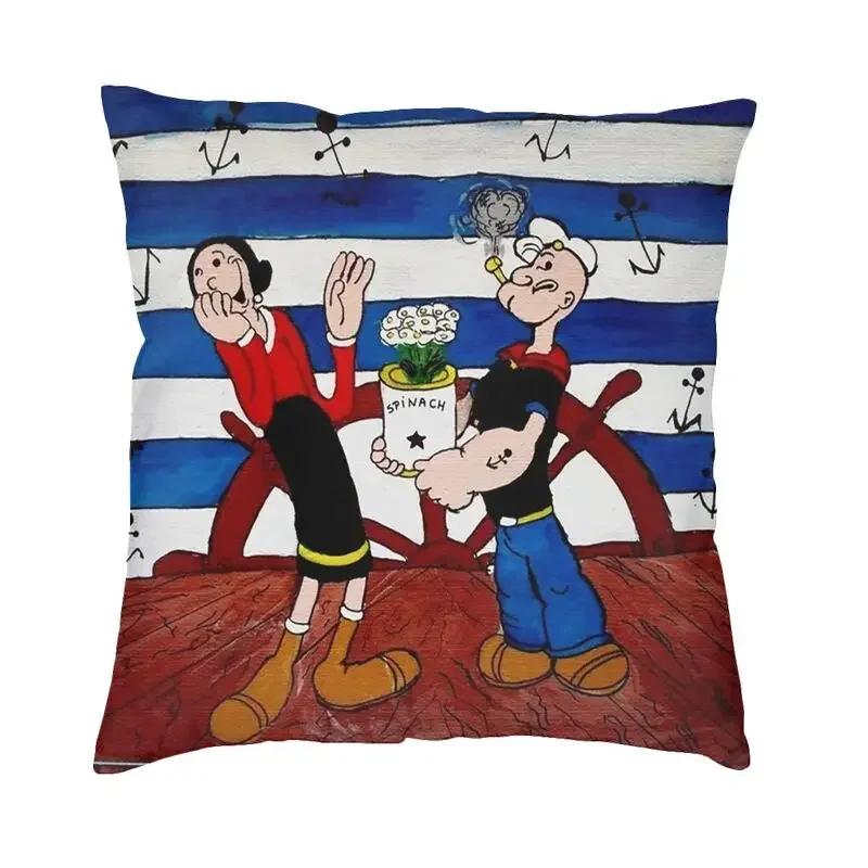 Funny Popeye Show Love Pillow Case Bedroom Decoration Luxury The Sailor Anime Chair Cushion Square Pillowcase