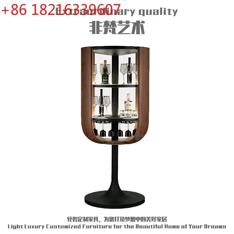 Light luxury high-end solid wood wine cabinet household villa luxury living room locker