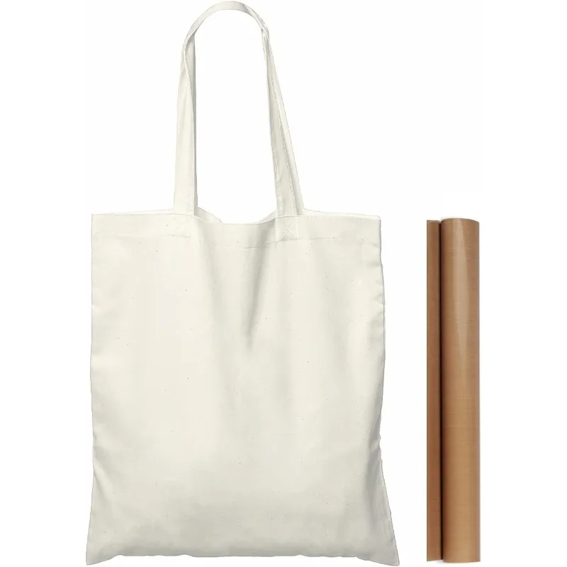 200 Pack 15'' X 16'' Natural Cotton Tote Bags, Lightweight Blank Bulk Cloth bags with 1pc of PTFE Sheet