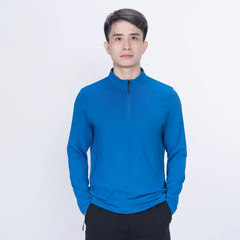 

Мужская рубашка с длинным рукавом на молнии, готовая к движению — дышащий деловой повседневный топ с эластичной мобильностью M-5XL