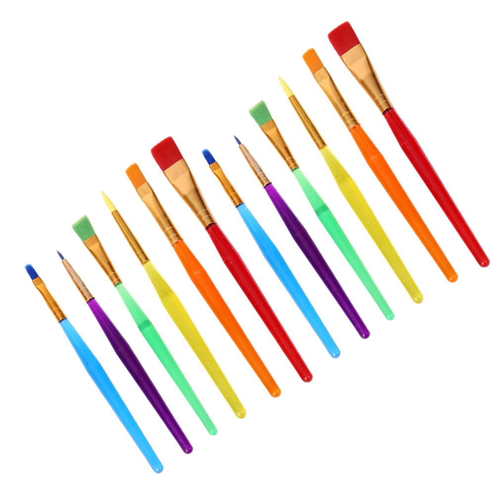 

12pcs Brushes Set Durable Kids Beginners Art Supplies Versatile Tools Kids Painting Brushes For Drawing Watercolors